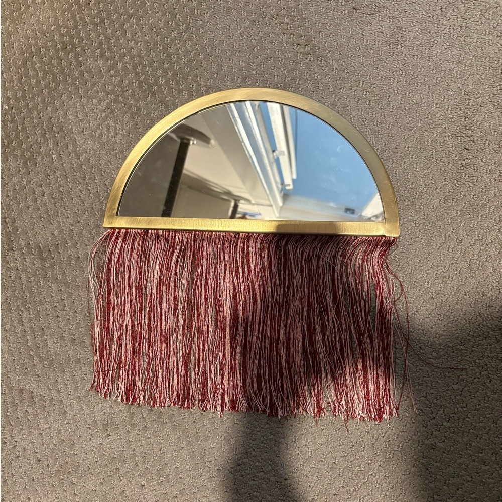 Elegant Gold and Pink Fringe Wall Mirror